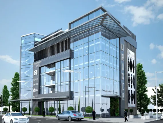 Профиль для гнуного остекления в торговом центре &laquo;Метрополис&raquo;